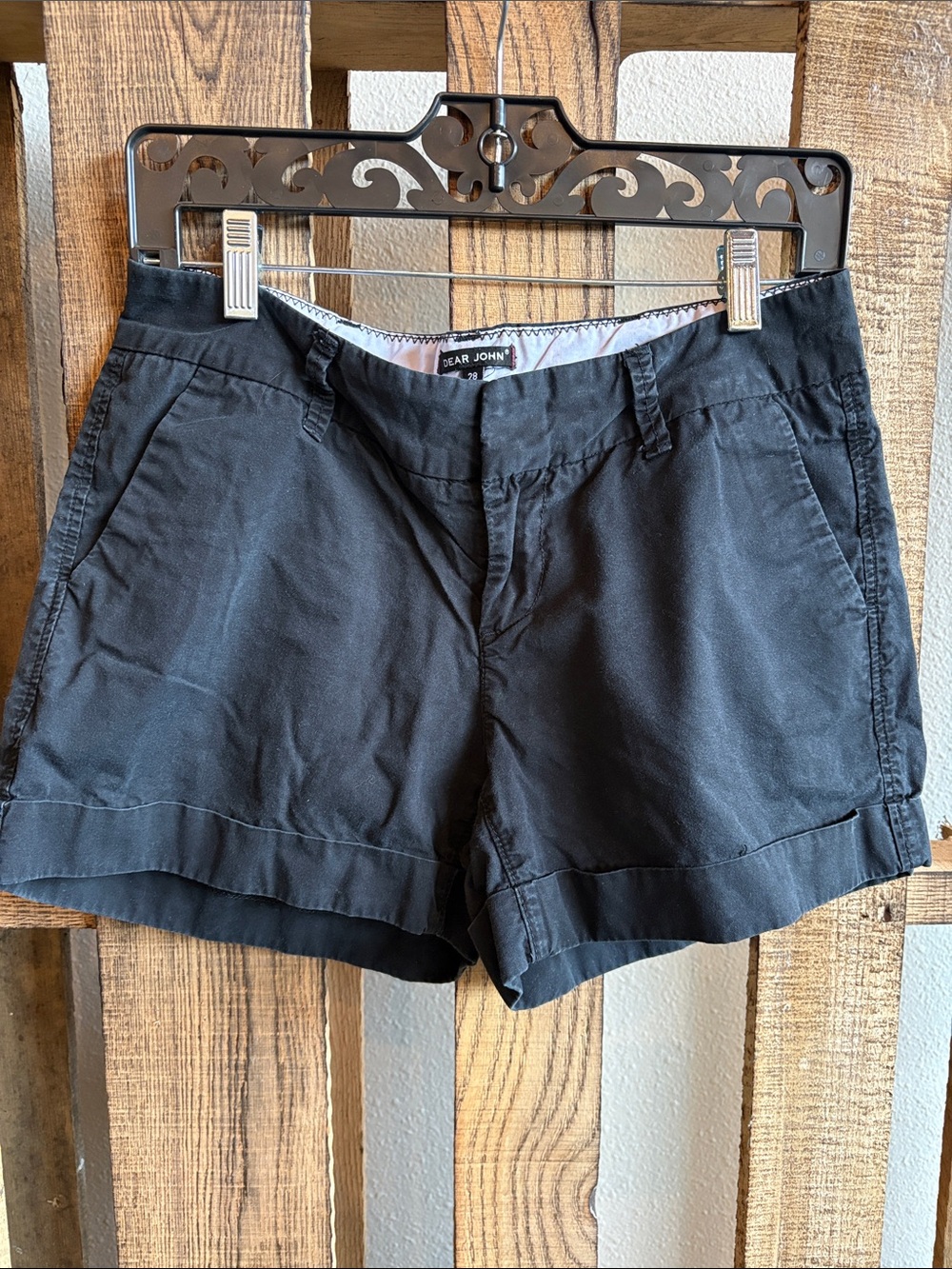 Dear John Black Cuffed Cotton-Blend Women's Shorts